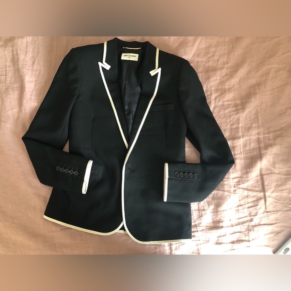 Saint Laurent Black Blazer with White Piping - Picture 8 of 8